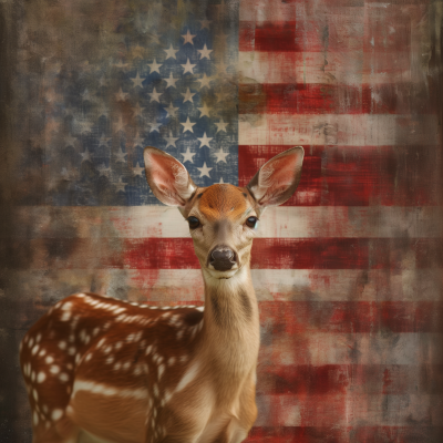 Fawn and American Flag