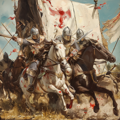 Medieval Knights Templar Defending Caravan