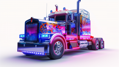 American Truck and Tractor with Aggressive Theme and Neon Lighting