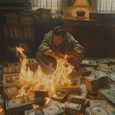 Burning Money in 1960s Decor