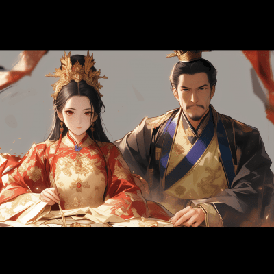 Chinese Emperor and Empress Illustration