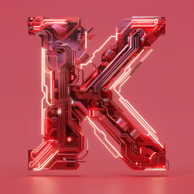 Technology Red Tone English Letter K