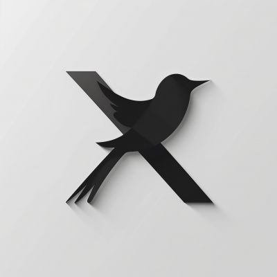 Black X and Twitter Logo Combination