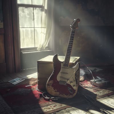 Vintage Guitar in Dusty Room