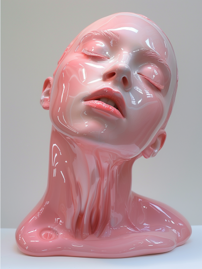 Bionic Ceramic Pink Face Sculpture