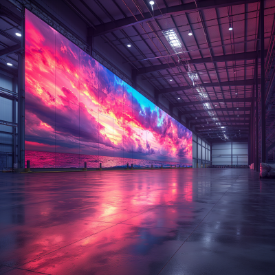 LED Screen in an Open Warehouse