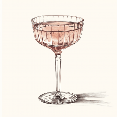 Sparkling Rosé Wine in Ribbed Coupe Glass
