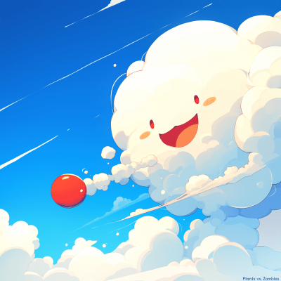 Expressive Cloud with Red Water Droplet
