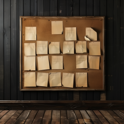 Blank Papers on Corkboard
