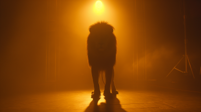 Lion Silhouette on Stage