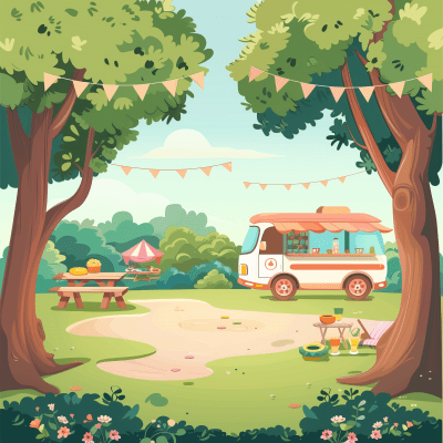 Summer Picnic Food Truck Games Flyer Background