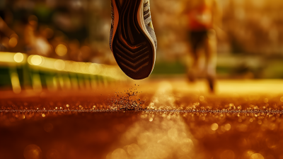 Silhouette of Olympic sprinter’s shoes on the track