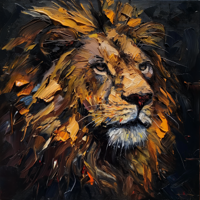 Impasto Lion Painting
