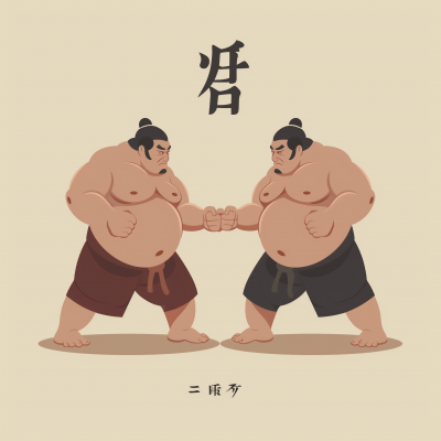 Sumo Fighting Vector Illustration