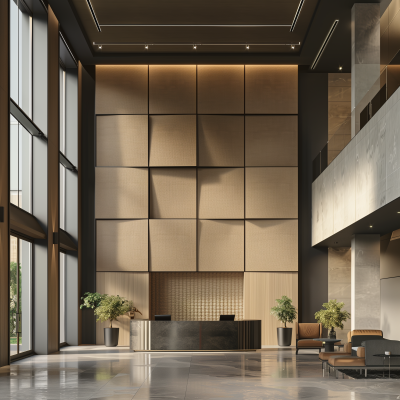 Minimalistic Hotel Lobby with Acoustic Panels