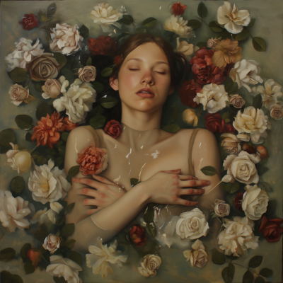 Woman Surrounded by Flowers