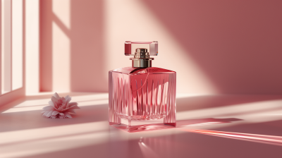 Luxury Pink Perfume on Light Background