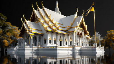 Thai Temple in Black Background