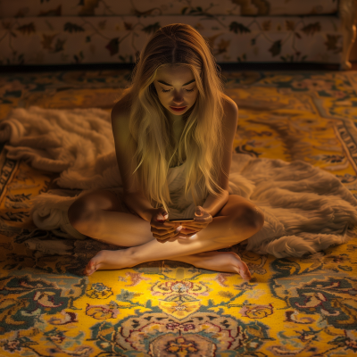 Blond Girl Sitting on a Well