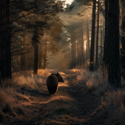 Bear walking towards the horizon