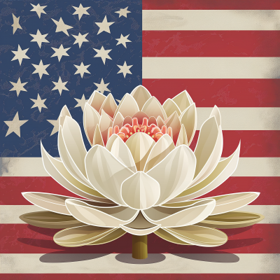 Lotus Flower American Flag Political Poster