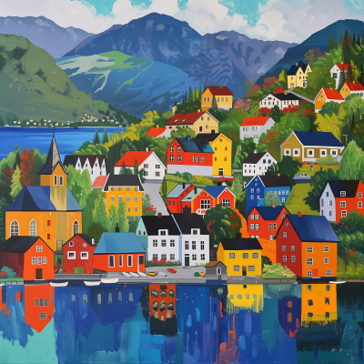 Colorful Norwegian City Modern Art