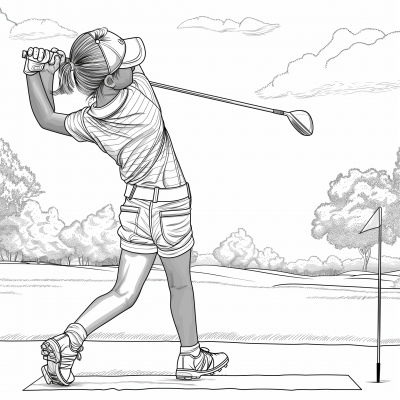 Young Hispanic Girl Playing Golf