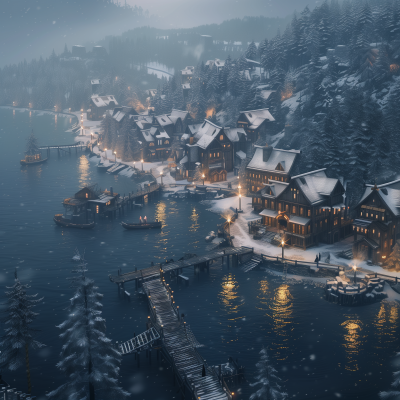 Small Winter Port Town