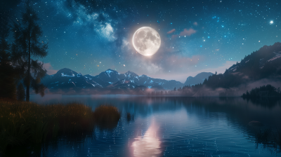 Moonlight Lake Scene