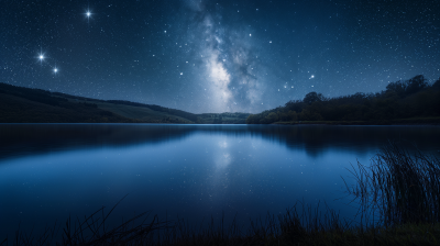 Moonlit Lake with Milky Way