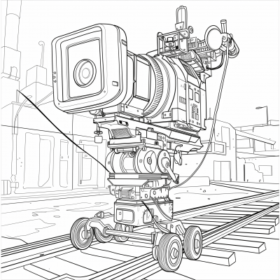 Camera Dolly Line Art