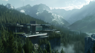 Modern Sci-Fi Military Research Facility in Forest