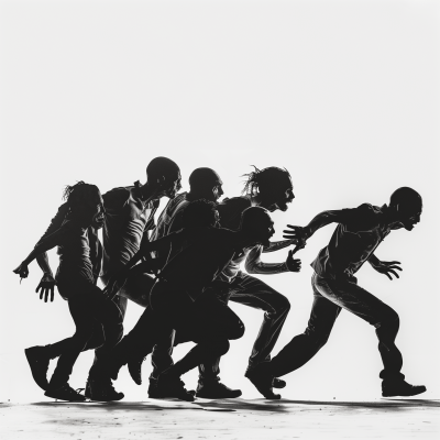 Silhouette of Zombies Running