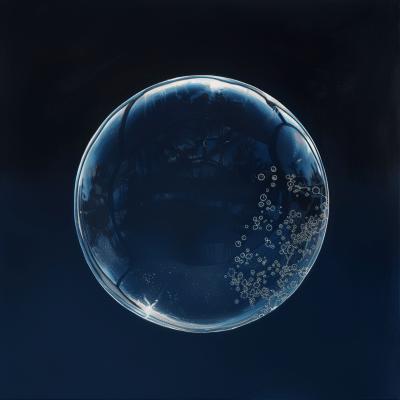 Water Bubble on Dark Blue Background