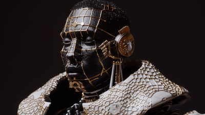 Cyborg Portrait with Gold Accents