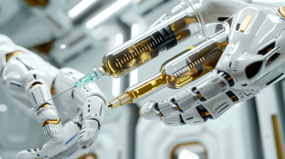 Golden Robotic Arm in Laboratory Setting