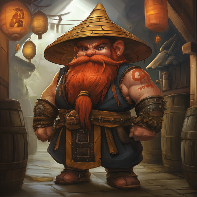 Cartoonish Drunken Master Dwarf Monk