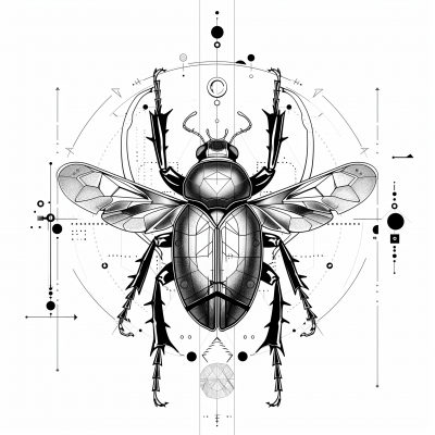 Geometric Robotic Beetle Illustration