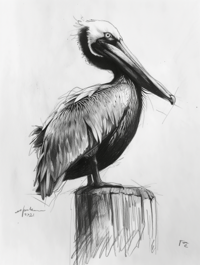 Brown Pelican on Pier