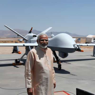 Political Leader Standing in Front of Technology