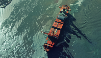 Container Ship Shadow on the Sea