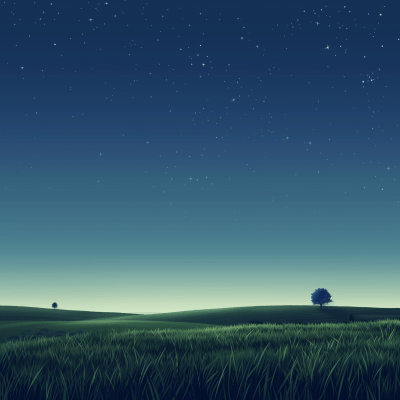 Grass Landscape at Night