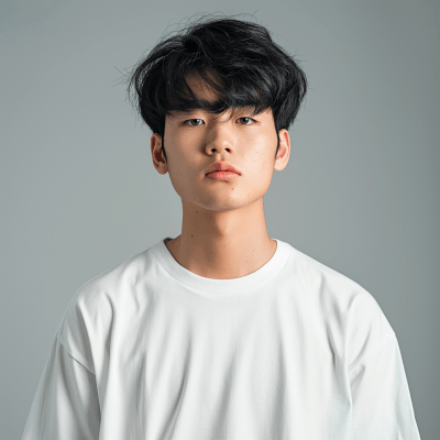 White Oversize T-Shirt on Young Man