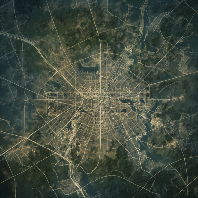 Futuristic Mega City Map of Texas Triangle