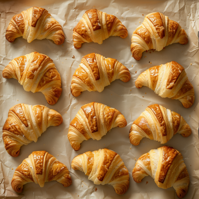 Croissants on parchment paper