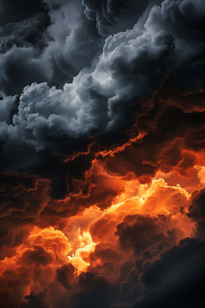 Dark Stormy Sky with Fiery Glow