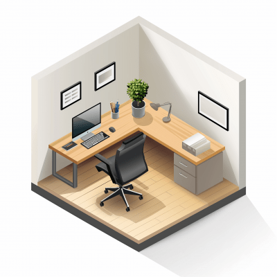 Modern Style Private Office Room Illustration