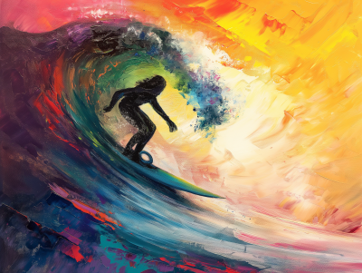 Surfer Riding Wave