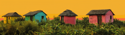 Colorful African Village Huts