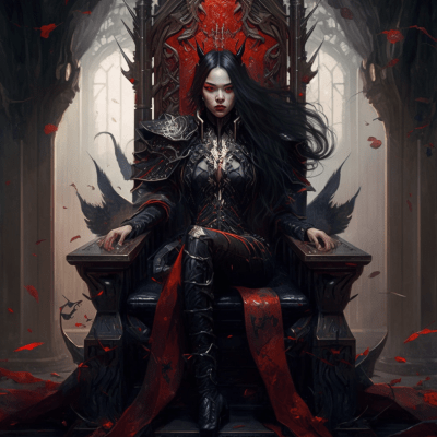 Japanese Female Vampire in Throne Room